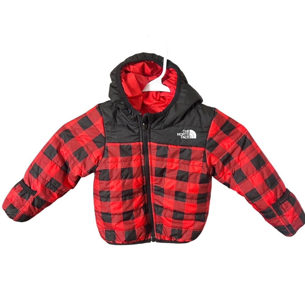 The North Face Infant Toddler Buffalo Plaid Puffer Jacket Hooded Coat 12-18M